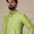 Gota embellished pure cotton silk mens green kurta set