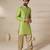 Gota embellished pure cotton silk mens green kurta set