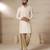 Gota embellished pure cotton silk mens cream color kurta set