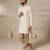 Gota embellished pure cotton silk mens cream color kurta set