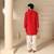 Gota embellished pure cotton silk mens red kurta set