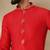Gota embellished pure cotton silk mens red kurta set