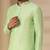 Gota embellished pure cotton silk mens green kurta set