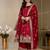 Peacock Red Embroidered Anarkali Kurta with Flared Palazzo & Dupatta Set for Women