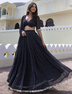 Charming Black Laheriya Printed Georgette Function Wear Lehenga Choli 2