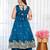 Peacock Blue Embroidered Anarkali Kurta with Flared Palazzo & Dupatta Set for Women