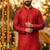 Red silk jecquard party wear kurta and payjama