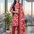 Red printed cotton blend stitched floral print salwar kurta dupatta for women