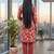 Red printed cotton blend stitched floral print salwar kurta dupatta for women