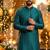 Green silk jecquard party wear kurta and payjama