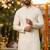 White silk jecquard party wear kurta and payjama