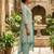 Blue printed cotton blend stitched geometric print salwar kurta dupatta for women