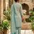 Blue printed cotton blend stitched geometric print salwar kurta dupatta for women