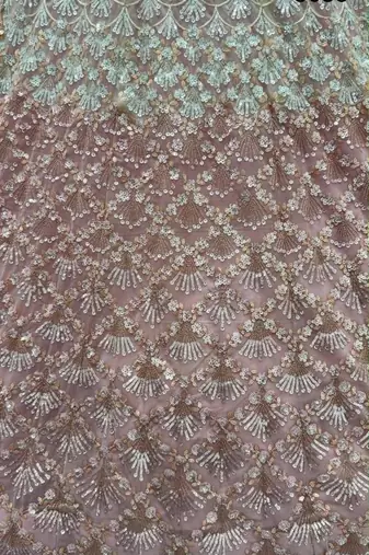 Onion pink net embroidered bridal reception lehenga choli set