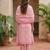Pink printed cotton blend stitched floral print salwar kurta dupatta for women