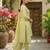 Lime yellow printed cotton blend stitched floral print salwar kurta dupatta for women