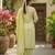 Lime yellow printed cotton blend stitched floral print salwar kurta dupatta for women