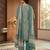 Teal printed cotton blend stitched floral print salwar kurta dupatta for women
