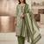 Olive printed cotton blend stitched floral print salwar kurta dupatta for women