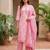 Pink printed cotton blend stitched floral print salwar kurta dupatta for women