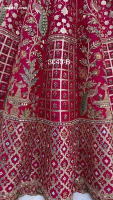 Rani pink silk blend embroidered heavy bridal wedding lehenga choli set 2