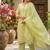 Lime yellow printed cotton blend stitched floral print salwar kurta dupatta for women