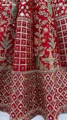 Red silk blend embroidered royal bridal wedding lehenga choli set 4