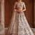 Beige silk blend embroidered heavy bridal wedding lehenga choli set