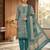 Teal printed cotton blend stitched floral print salwar kurta dupatta for women