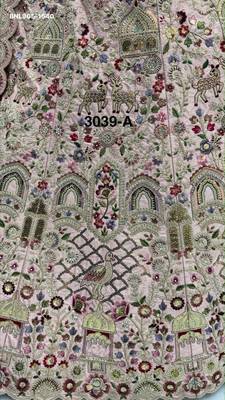 Light onion pink silk blend embroidered bridal sangeet lehenga choli set 4