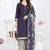 Dark blue printed cotton blend stitched ethnic motif print salwar kurta dupatta for women