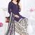 Dark blue printed cotton blend stitched ethnic motif print salwar kurta dupatta for women