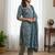 Teal blue blue printed cotton blend stitched ethnic motif print salwar kurta dupatta for women