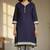 Dark blue printed cotton blend stitched ethnic motif print salwar kurta dupatta for women