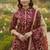 Red printed cotton blend stitched ethnic motif print salwar kurta dupatta for women