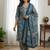 Teal blue blue printed cotton blend stitched ethnic motif print salwar kurta dupatta for women