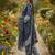 Blue printed cotton blend stitched ethnic motif print salwar kurta dupatta for women