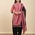 Pink printed cotton blend stitched ethnic motif print salwar kurta dupatta for women