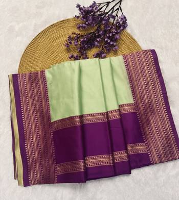 pista green woven banarasi silk blend saree with blouse for women's 3