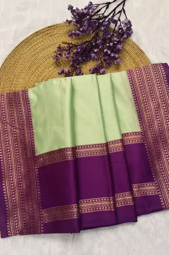 pista green woven banarasi silk blend saree with blouse for women's