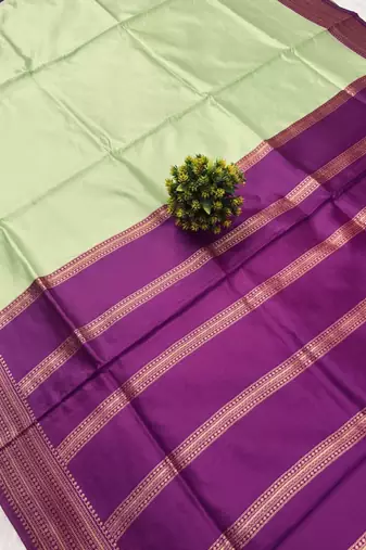 pista green woven banarasi silk blend saree with blouse for women's