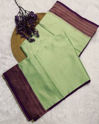 pista green woven banarasi silk blend saree with blouse for women's 5