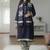 Dark blue printed cotton blend stitched ethnic motif print salwar kurta dupatta for women