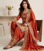 Orange color elementary designer readymade salwar suit
