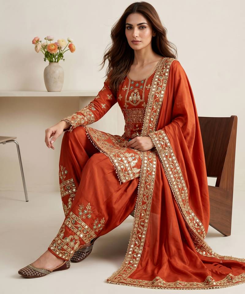 Orange color elementary designer readymade salwar suit
