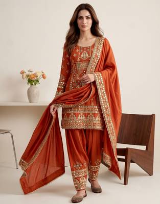 Orange color elementary designer readymade salwar suit 2