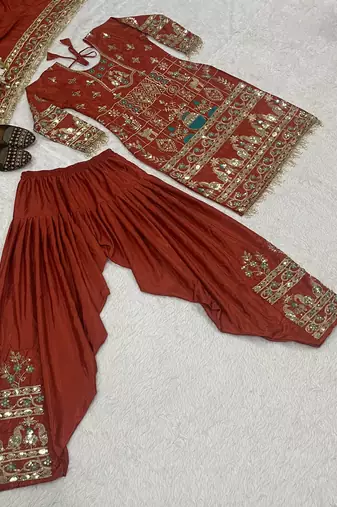 Orange color elementary designer readymade salwar suit