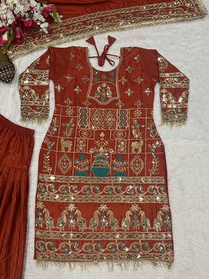 Orange color elementary designer readymade salwar suit 4