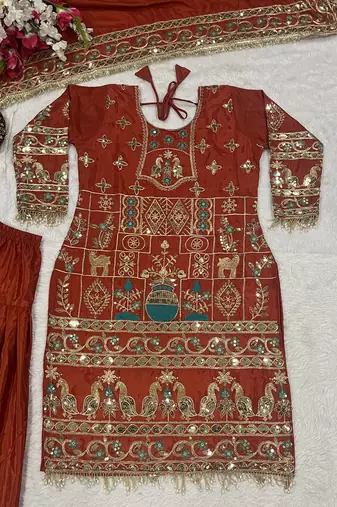 Orange color elementary designer readymade salwar suit