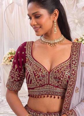 Multicolor silk blend embroidered designer sangeet lehenga choli set 2